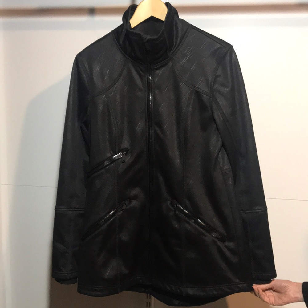 Zella Cara Zip Up Softshell Black Jacket With Thumb Holes Size M 100% Polyester
